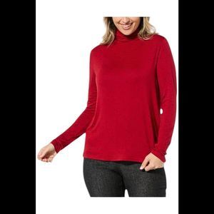 DG2 Women's Rhinestone Embellished Turtleneck Sweater Cranberry - Regular